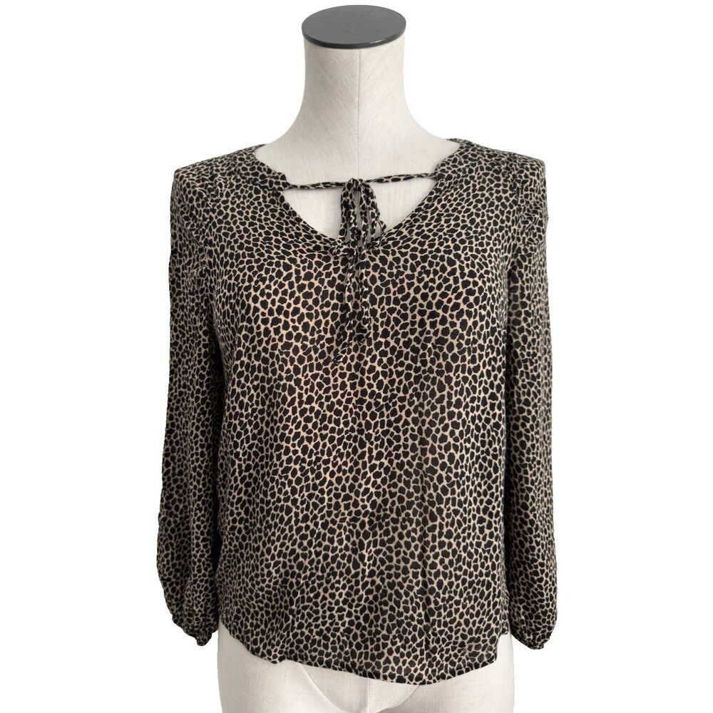 Banana Republic Animal Print Top Split Neck Leopard SP